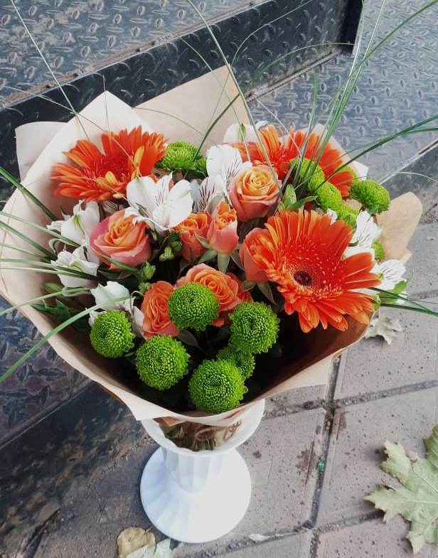 Букет цветов из: Герберы, Хризантемы, Альстромерии и Розы в Спасское Нижегородская область