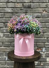 Цветочная композиция из Гипсофила и Розы в шляпной коробке в Спасское Нижегородская область