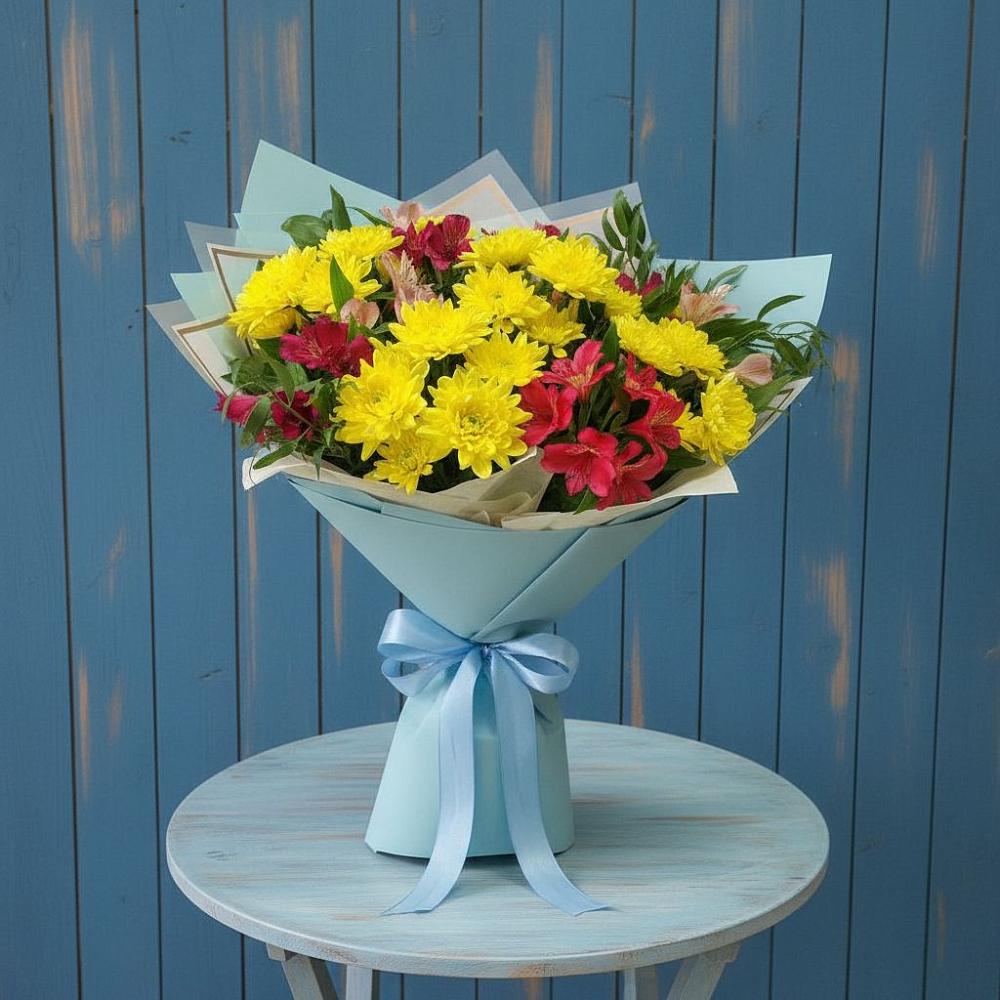 Букет цветов из: Альстромерии и Хризантемы в Спасское Нижегородская область