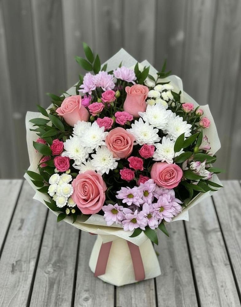 Букет цветов из: Альстромерии, Гвоздики, Розы и Хризантемы в Спасское Нижегородская область