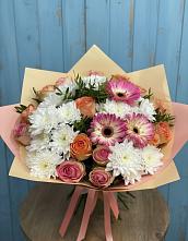 Букет цветов из:  Розы, Герберы и Хризантемы в Спасское Нижегородская область