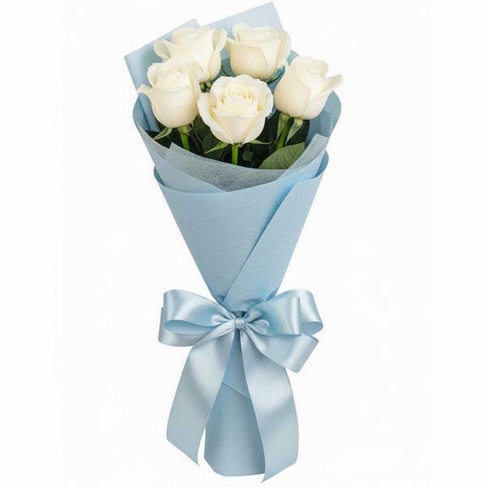 Букет 5 Белых роз Проуд в Спасское Нижегородская область