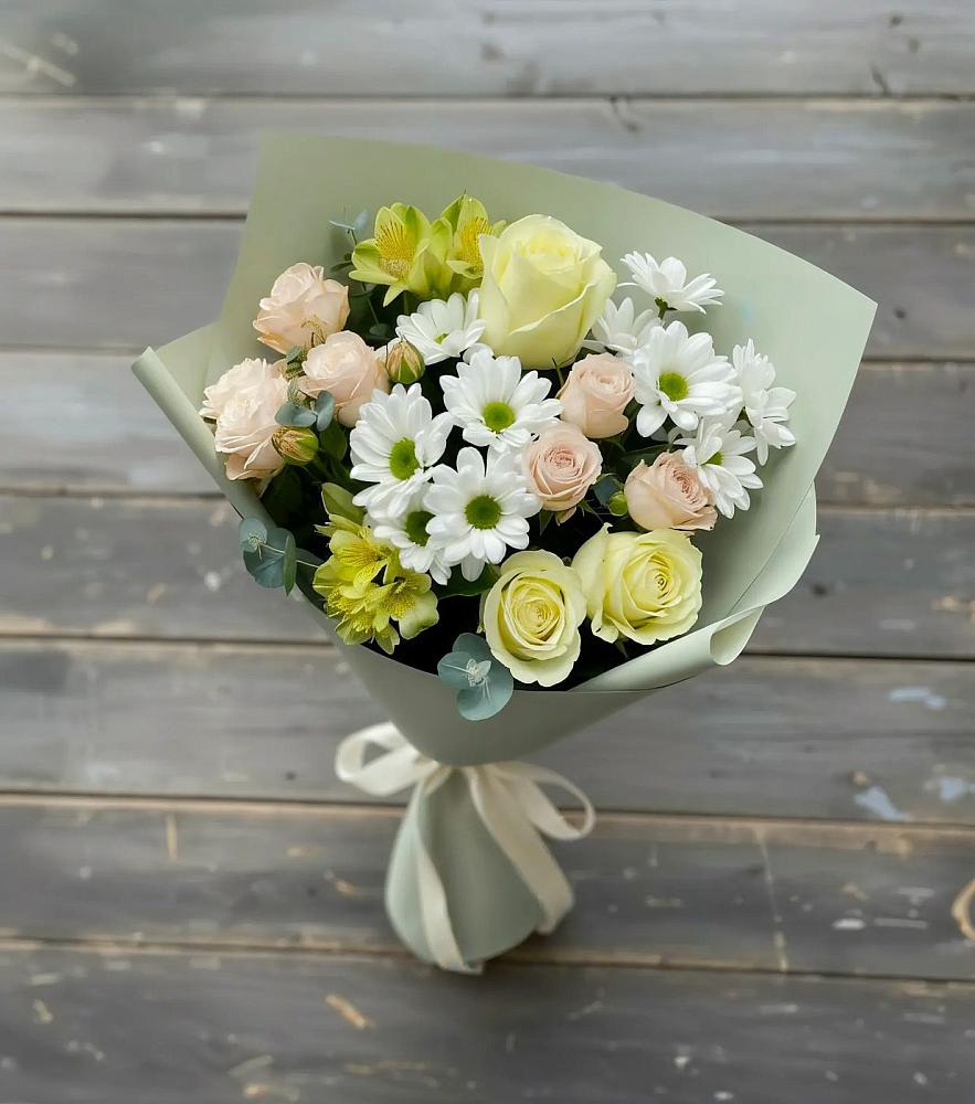 Букет цветов из: Альстромерии, Розы и Хризантемы в Спасское Нижегородская область