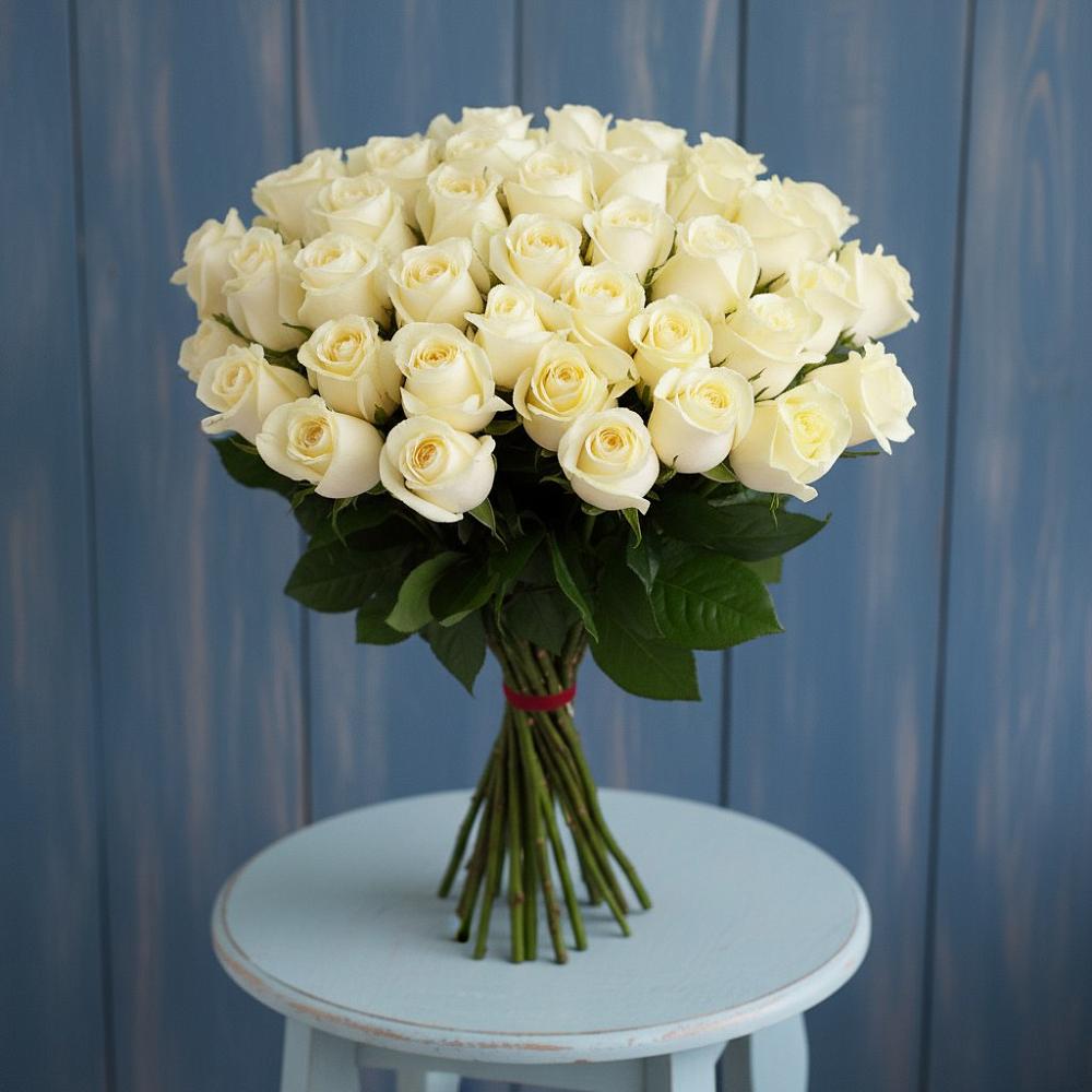 Букет 51 Белая роза Эдлесс Лав в Спасское Нижегородская область