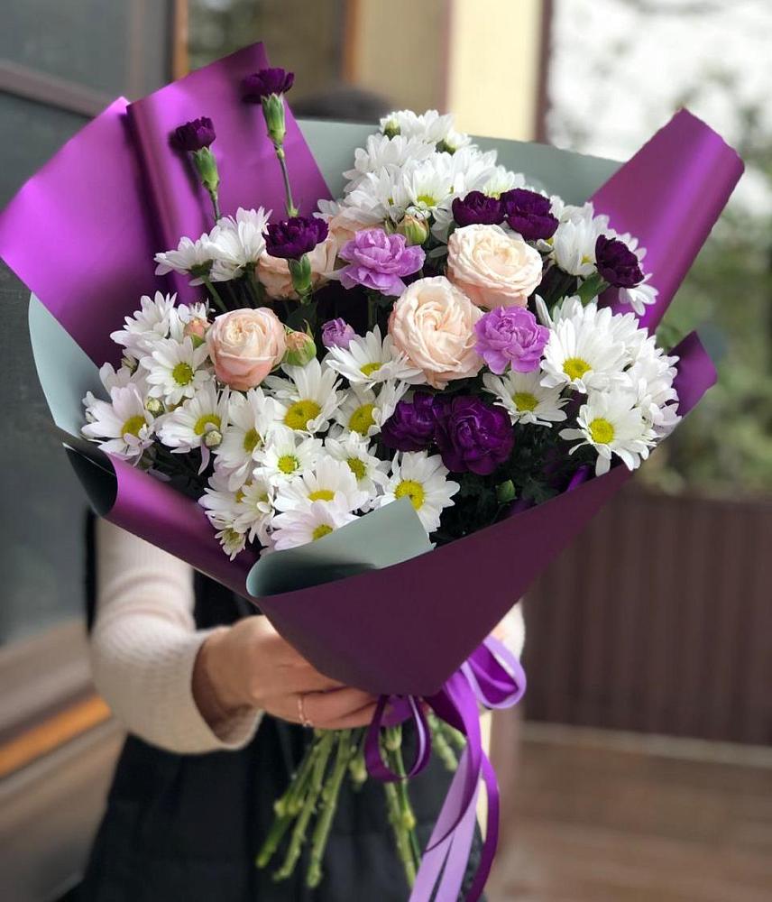 Букет цветов из: Хризантемы, Гвоздики и Розы в Спасское Нижегородская область