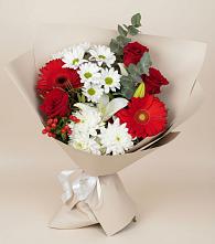 Букет цветов из:  Розы, Хризантемы, Герберы и Лилии #REPLACE_PRED# Спасское Нижегородская область