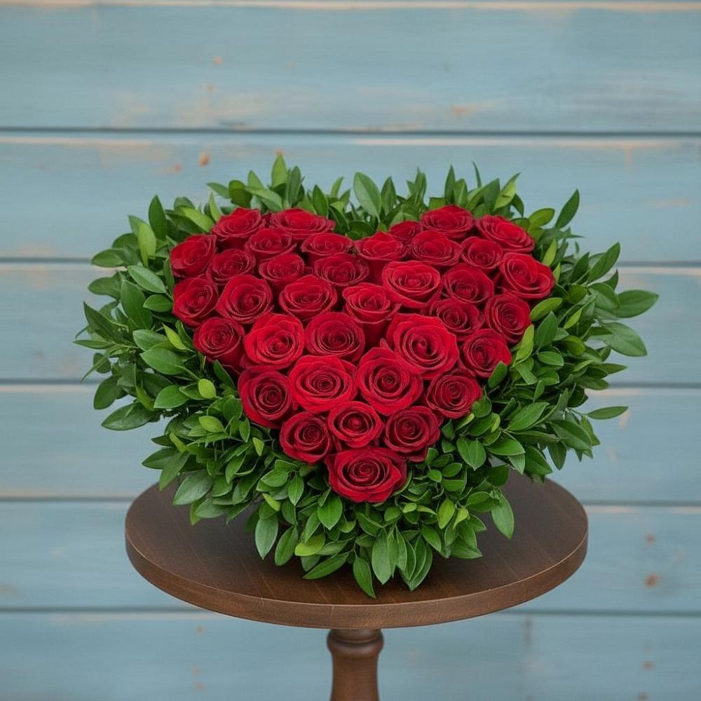 Цветочная композиция из Розы в виде сердца в Спасское Нижегородская область