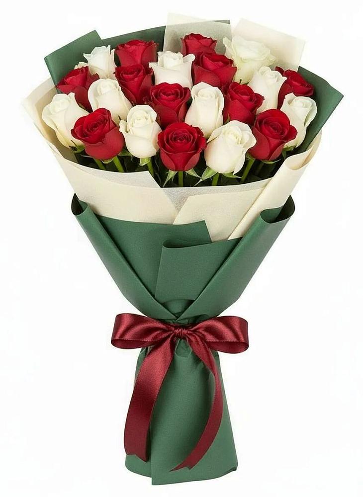 Букет Микс из красных и белых роз в Спасское Нижегородская область