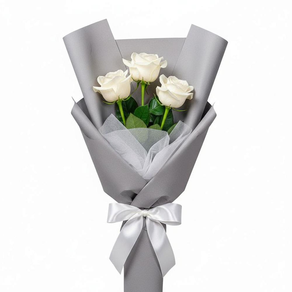 Букет 3 белые розы в Спасское Нижегородская область