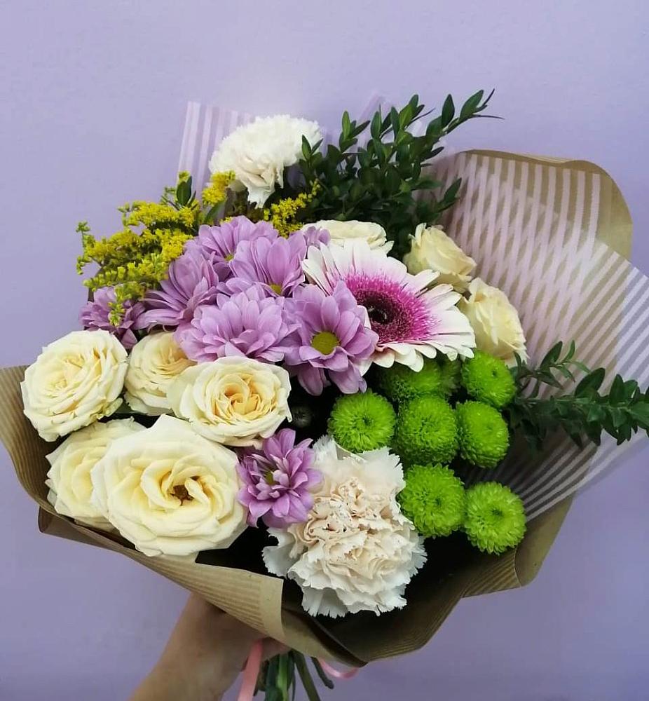 Букет цветов из: Хризантемы, Розы, Гвоздики и Герберы в Спасское Нижегородская область