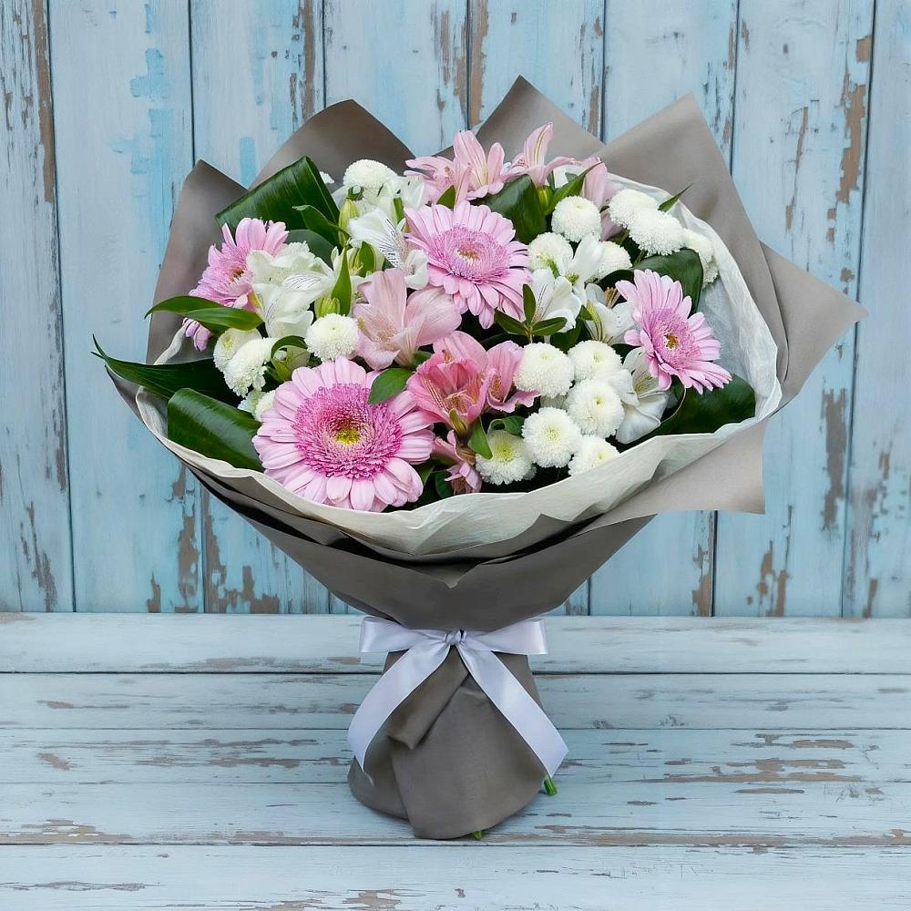 Букет цветов из: Герберы, Альстромерии и Хризантемы в Спасское Нижегородская область