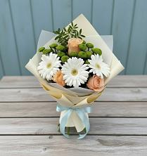 Букет цветов из:  Герберы, Розы и Хризантемы в Спасское Нижегородская область