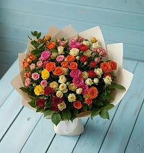 Букет Микс из разноцветных кустовых роз в Спасское Нижегородская область